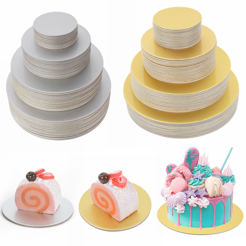Cake Board Round - 10/16/22/26 см золотистые, серебристые круглые доски