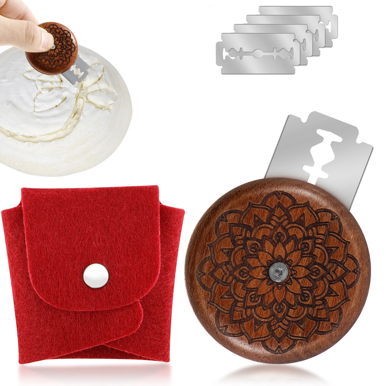 Dough Scraper Curved - Инструменты для резки теста хлеба, деревянный